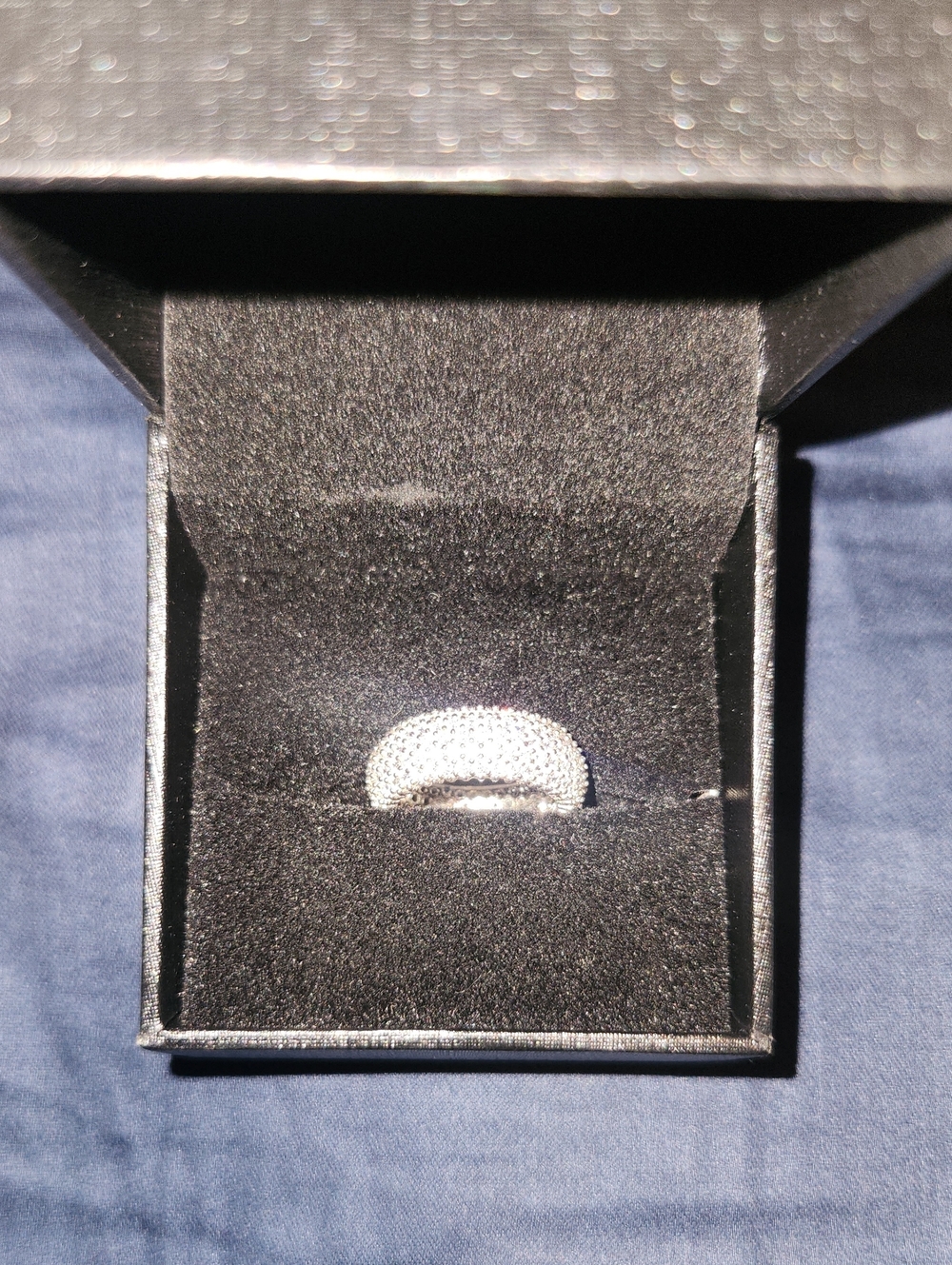 Crystal Pavé Dome Ring in Silver Tone